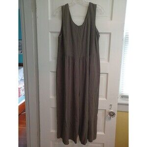 Sunny Girl olive linenblend jumpsuit romper women's 14 neutral minimalist boho